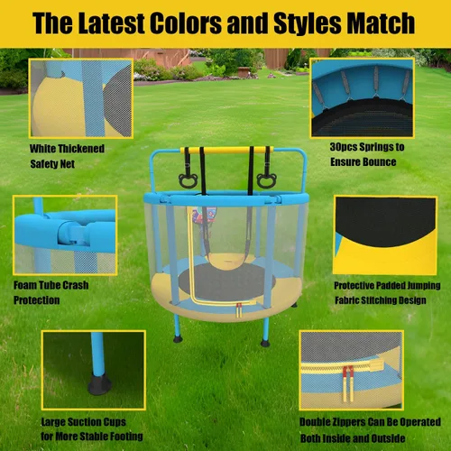 Miniatura 3 de Trampolín de 60 pulgadas para niños, mini trampolín 6 en 1 de 5 pies para interiores y exteriores, juguetes de Navidad, regalos de cumpleaños