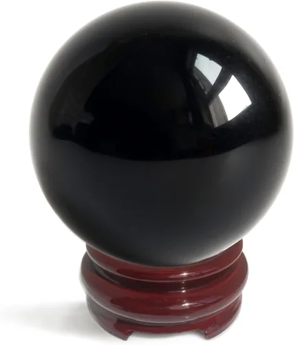 Miniatura 10 de Mina Heal Bola de cristal de obsidiana negra para meditación, adivinación y Feng Shui, esfera de obsidiana grande para decoración