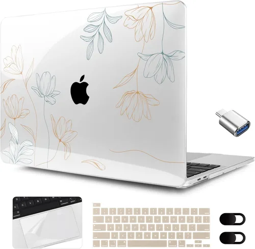 Miniatura 18 de MEEgoodo Funda para MacBook Pro de 13 pulgadas 2022 2021 2020 A2338 M2/M1 A2251 A2289 con Touch ID, fundas rígidas transparentes para laptop
