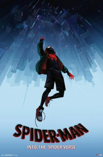 Miniatura 10 de Trends International Spider-Man de Marvel póster Into The Spider-Verse-Falling de 22.37 x 34 pulgadas, versión enmarcada en madera reutilizada