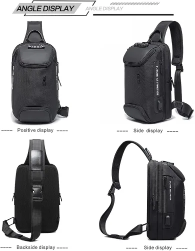 Miniatura 6 de Mochila tipo bandolera para hombre, bolsa de hombro impermeable con puerto USB