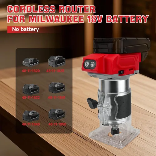 Miniatura 3 de Enrutador compacto inalámbrico para batería Milwaukee de 18 V, enrutador recortador sin escobillas de 800 W con 5 velocidades variables, 30000 RPM
