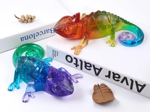Miniatura 2 de Moldes de resina de camaleón grandes de silicona 3D de animales de resina epoxi moldes de silicona de lagarto profundo realista para manualidades