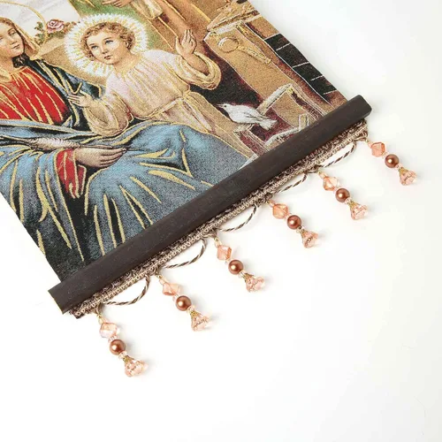 Miniatura 4 de HZMAN Holy Family Jesús María José Pintura Retro Hecho a Mano Tejido Arte de Pared Decoración Estética Imagen para Sala de estar Dormitorio Marco