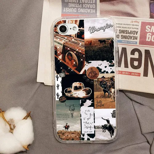 Miniatura 4 de Funda compatible con iPhone 7/8/SE del oeste, funda de collage estético retro vaquera country chic collage para hombres y mujeres, regalo a prueba