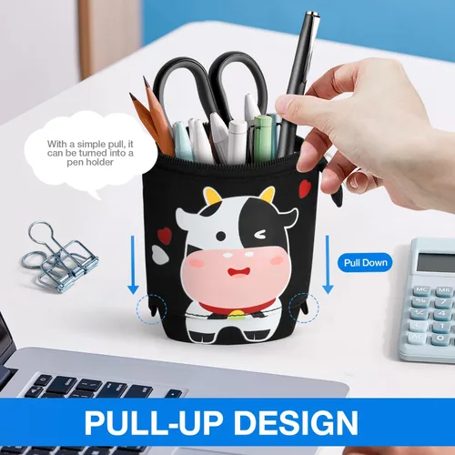 Miniatura 4 de Lindo estuche de pie de lápices para niños, estuche de lápices desplegable, bolsa de maquillaje, regalo de Navidad, estuche de lápices de lona