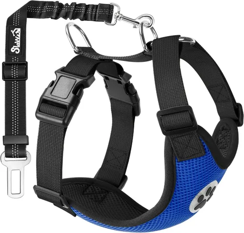 Miniatura 2 de SlowTon Arnés de Cinturón de Seguridad para Perros para Coche, Arnés de Coche para Perros Ajustable de Malla Transpirable y Cinturón de Seguridad