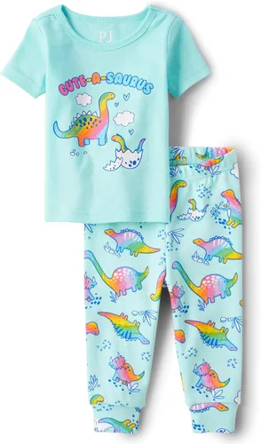 The Children's Place Conjunto de pijama de 2 piezas de camiseta de manga corta y pantalones de ajuste cómodo, 100% algodón, para bebés y niños