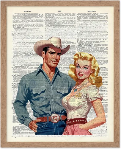 Miniatura 66 de Poster Master Póster de diccionario – Estampado retro de vaquero y caballo – Obra de arte del salvaje oeste – Diseño occidental – Arte moderno