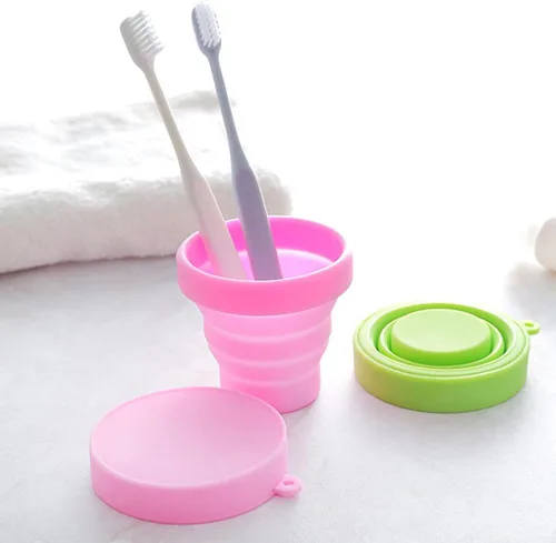 Miniatura 4 de AKOAK Taza de viaje plegable de silicona, taza portátil para hacer gárgaras, para salir, viajar y acampar (juego de 3, color caramelo)