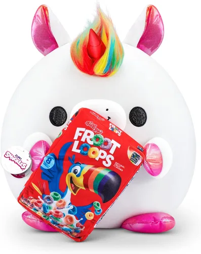 ZURU Snackles (Froot Loops) - Peluche de unicornio de gran tamaño de 14 pulgadas por ZURU, felpa ultra suave, peluche coleccionable con marcas con