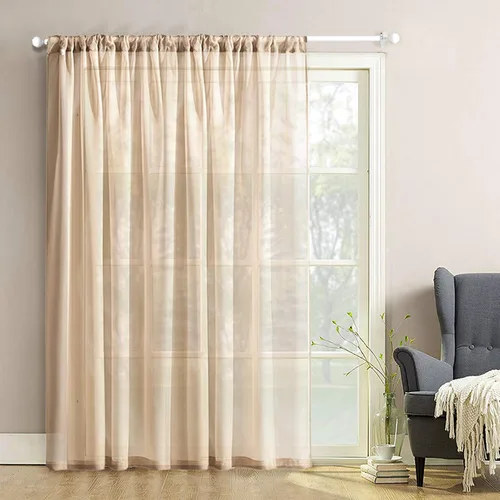 MRTREES - Cortinas translúcidas extra anchas color beige, para puerta de patio/sala de estar, 100 x 84 pulgadas, cortinas de gasa para puerta