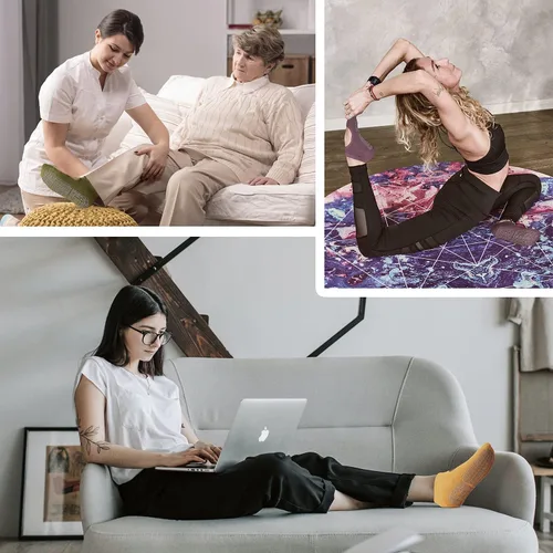 Miniatura 5 de unenow Calcetines antideslizantes de yoga para mujer con acolchado para pilates, barra, hogar