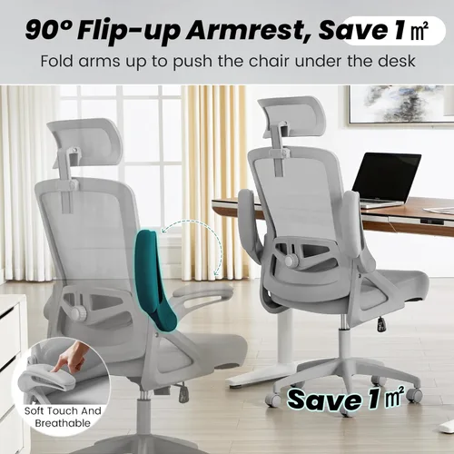 Miniatura 8 de Fizzin Silla de oficina, silla de oficina ergonómica con reposacabezas ajustable, silla de computadora de soporte lumbar, silla de escritorio de 400