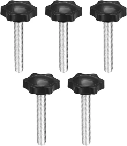 Miniatura 15 de uxcell Perillas de tornillo de sujeción con abrazadera Pomo de estrella M4 x 0.630 in rosca macho 5 piezas