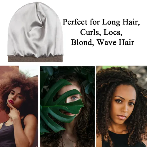 Miniatura 110 de Alnorm - Gorro con forro de satén y suave banda elástica para hombres y mujeres, talla única Se ajusta a la mayoría