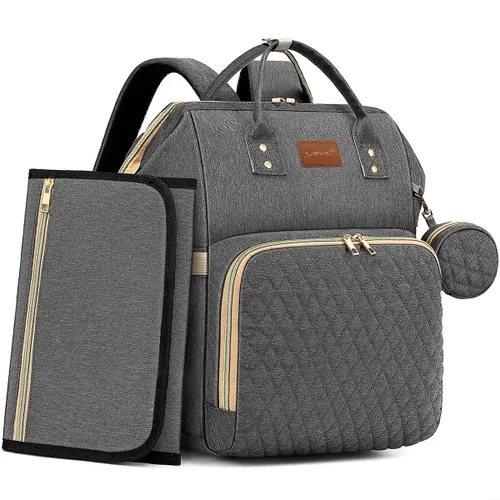 Miniatura 8 de ROSEGIN Mochila para pañales con cambiador, funda para chupete, bolsa de bebé para niños y niñas pequeños - grande, elegante, bolsa de pañales