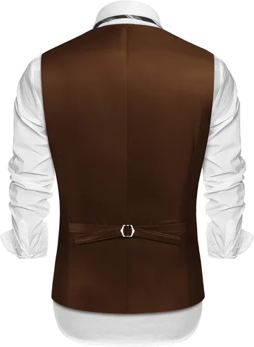 Miniatura 3 de COOFANDY Chaleco de cuero de ante para hombre, estilo en capas, chaleco de vestir