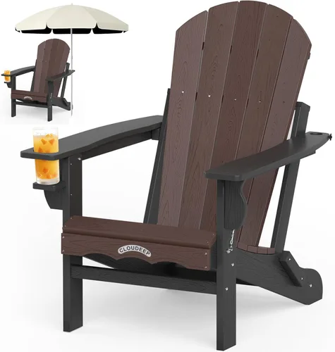 Miniatura 11 de Silla Adirondack plegable – Silla de patio Adirondack reciclable de polietileno de alta densidad para exteriores con soporte para tazas, textura