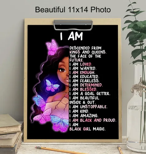 Miniatura 4 de Arte de pared y decoración de niña afroamericana – I Am Black Girl Magic – Arte negro – Afirmaciones positivas inspiradoras – Citas positivas
