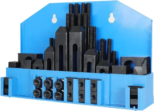 Kit de sujeción de abrazadera de sujeción con ranura en T de 1/2 pulgada, 58 piezas, repuesto para fresadora Bridgeport con caja de almacenamiento