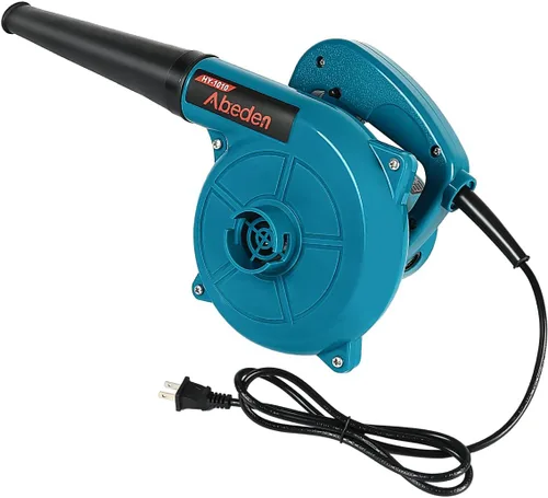 Soplador de hojas eléctrico con cable, barredora/aspiradora pequeña ligera de mano 2 en 1, soplador portátil de 110V 400W para soplar Azul