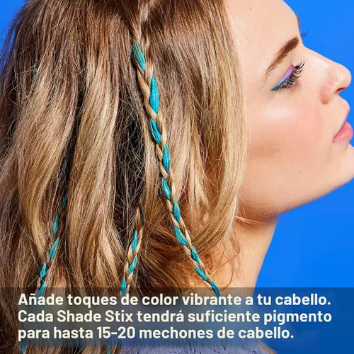 Miniatura 4 de Hally Hair Coloración Temporal de Cabello, Shade Stix (Azul) - Accesorios de Maquillaje para Cabello para Niños, Adolescentes y Adultos - 12 ml