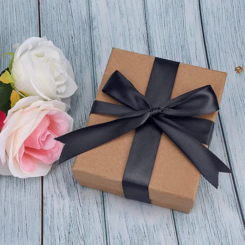 Miniatura 4 de Cinta de satén de doble cara de 1 pulgada de 50 yardas para decoración de fiestas, accesorios para el cabello, costura, envoltura de regalos (negro)