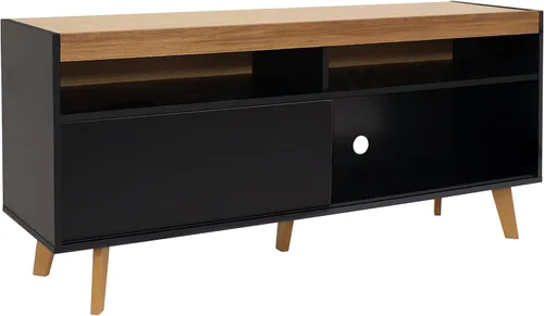 Sunnydaze Soporte de TV moderno Mid-Century para TV de 58 pulgadas, soporte de entretenimiento para sala de estar, estudio o habitación familiar,