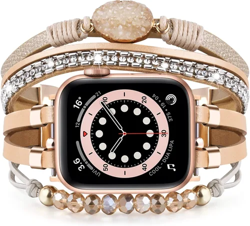 Miniatura 9 de VISOOM Correa de pulsera bohemia con cuentas compatible con Apple Watch de 40 mm/38 mm/41 mm/42 mm Series 10 9 8 7 SE Series 6/5/4 Correa de reloj