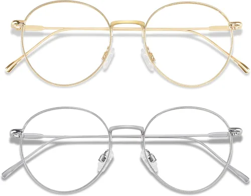 Miniatura 9 de ANDWOOD Gafas de bloqueo de luz azul para mujeres y hombres, computadora de cara pequeña, bloqueador de luz azul transparente, marco de metal súper
