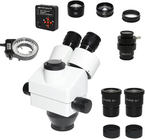 Kit de microscopio 3.5X-90X Trinocular Zoom Cabezal de microscopio estéreo + VGA 38MP H_DMI Cámara USB Microscopio 0.5X Lente cmount para reparación