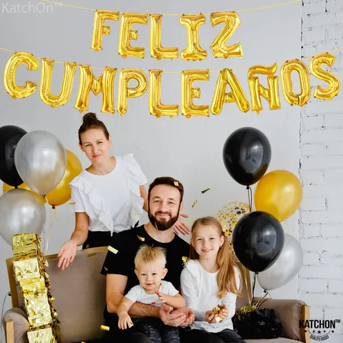 Miniatura 6 de KatchOn Cartel de globos dorados de cumpleaños – Decoración española de cumpleaños de 16 pulgadas
