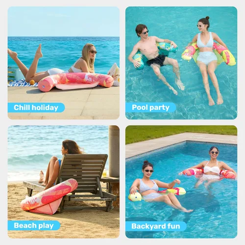 Miniatura 8 de SLOOSH Inflatable Pool Noodle Chair, 3 Packs Pool Floats Noodle Sling Floatie, Swimming Party Floating Chair for Adult Party Summer Water Fun