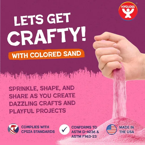 Miniatura 2 de Hygloss Arena de colores para manualidades – Botella de 1 libra, magenta – Juegos de arte de arena fina y colorida vibrante para niños – Actividades