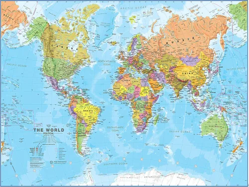 Miniatura 13 de MegaMap del mundo gigante, mapa de pared grande (mapa del mundo con banderas, 9.1 x 13.0 in)