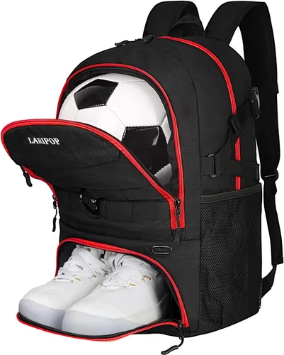 Miniatura 10 de LARIPOP Mochila de Fútbol, Bolsa de Fútbol con Soporte para Balón y Compartimento para Zapatos, Bolsas de Entrenamiento para Equipos Deportivos