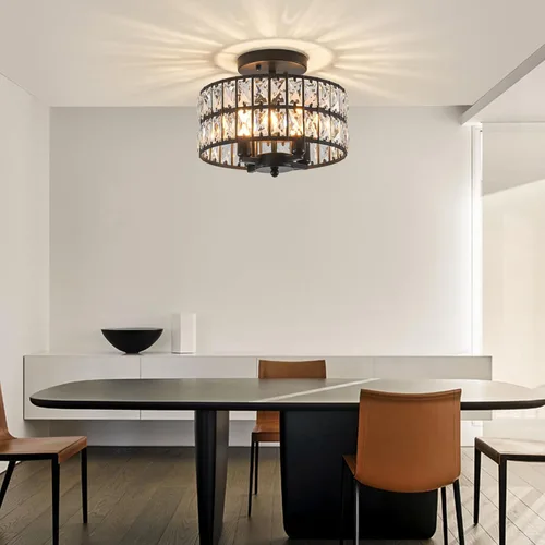 Miniatura 7 de SeeU Candelabro Moderno de Cristal Negro Montaje Empotrado Iluminación Colgante 12.6'' Lámpara de Techo para Baño Dormitorio Pasillo