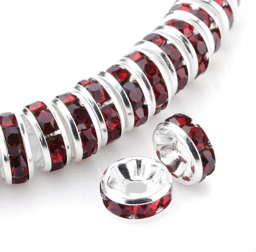 Miniatura 37 de RUBYCA - 100 unidades de espaciadores redondos y ondulados de cristal checo de alta calidad en tono plateado, Cristal, 10mm