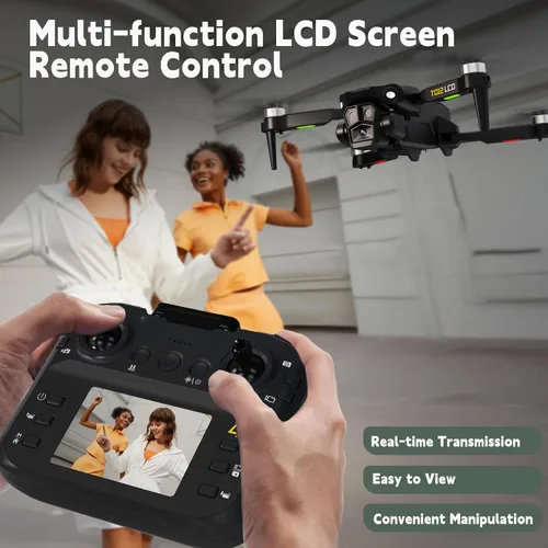 Miniatura 2 de Toladrone dron con motor sin escobillas con pantalla LCD control remoto dron para principiantes drones con cámara dron plegable RC cuadrirotor
