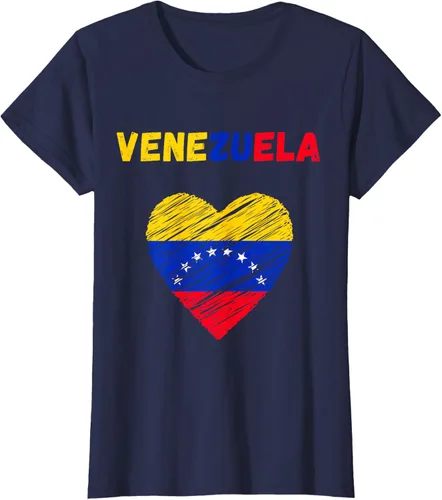 Miniatura 44 de Camiseta con la bandera venezolana con corazón de Venezuela, Negro