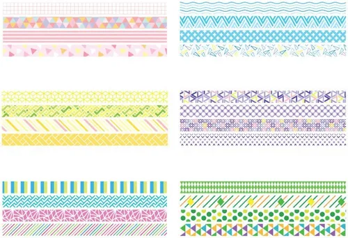 Miniatura 4 de YUBBAEX - Juego de 24 rollos de cinta Washi - Cintas adhesivas decorativas básicas y delgadas para manualidades, bricolaje, diarios, planificadores