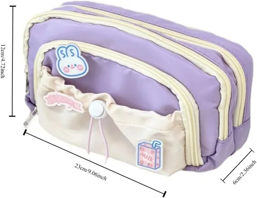 Miniatura 3 de Estuche de lápices lindo y estético Kawaii con pines Kawaii, portalápices grande, suministros preppy (negro)