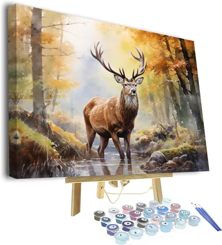 Miniatura 8 de TUMOVO Pintura de ciervos por números, pintura de flores por números para adultos, animales salvajes, pintura por números, niños sobre lienzo