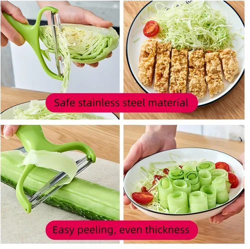 Miniatura 8 de Rallador de Verduras de Boca Ancha, rallador de ensalada, rebanador de papas para repollo, zanahorias – Rebanador Manual Ergonómico con Agarre
