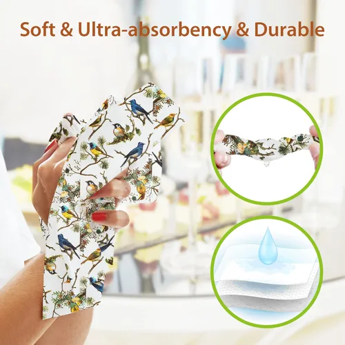 Miniatura 4 de 100 toallas desechables de papel de 3 capas para baño, servilletas de pájaros de primavera, decoración diaria para cenas, bodas, fiestas de té