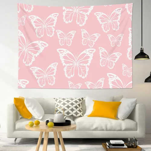 Miniatura 20 de HVEST Tapiz espacial de mariposa en galaxia para dormitorio, cielo estrellado blanco y negro para colgar en la pared para sala de estar, decoración