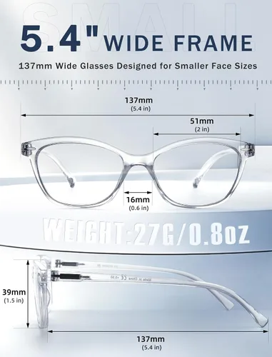 Miniatura 5 de HEEYYOK 0.50 Gafas de lectura para mujeres, 4 unidades, transparentes, diseño ojo de gato, para caras pequeñas, lentes de lectura flexibles