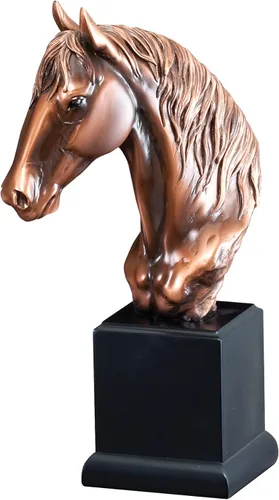 SHOP AWARDS AND GIFTS Figura personalizable de trofeo de cabeza de caballo acabado galvanizado de bronce antiguo, incluye personalización