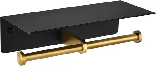 Miniatura 10 de APLusee Soporte de papel higiénico con estante para teléfono, cromo pulido, accesorios de baño de acero inoxidable SUS 304, dispensador de rollos